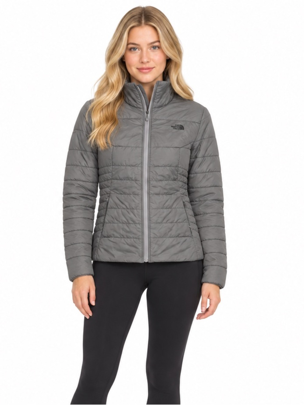 The North Face Harway Jacket Women’s Small Gray Insulated Quilted Full Zip Small